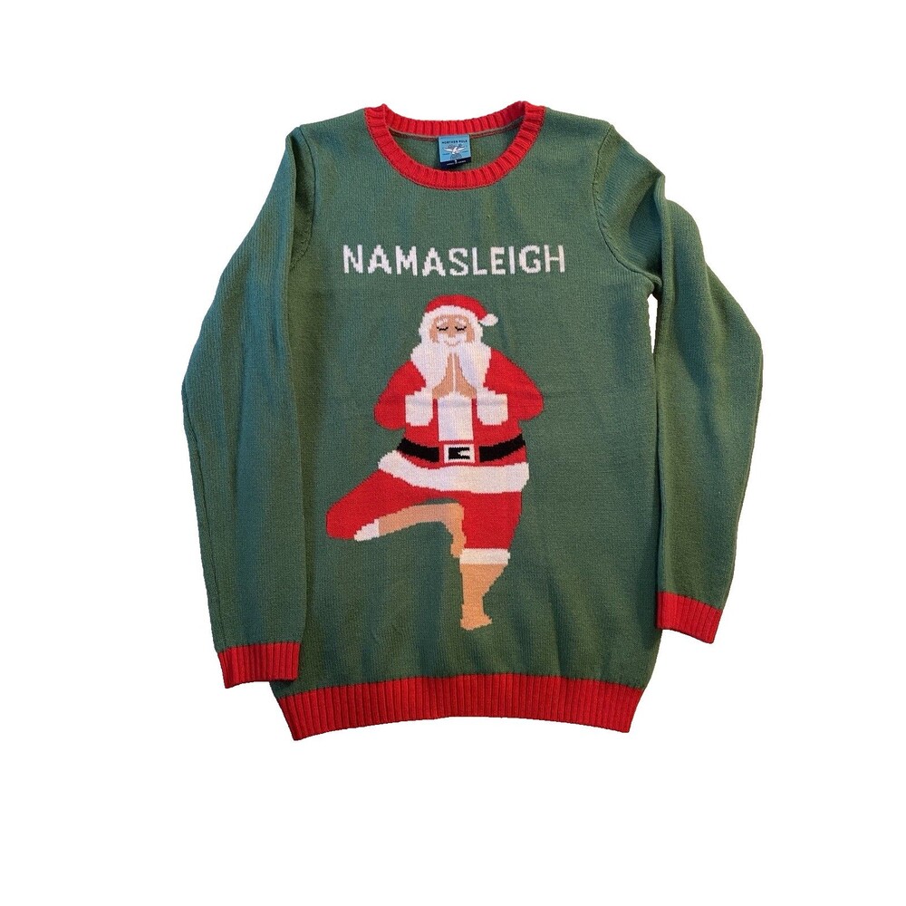 Norther Pole Sweater Women Small Red Green Christmas Mama Sleigh Santa Holiday